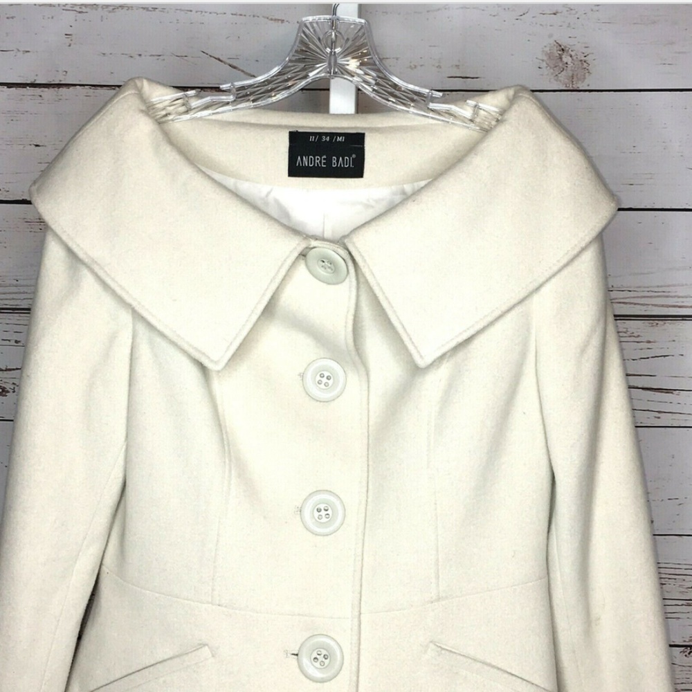Andre Badi cream colored Pea coat size M - Picture 3 of 8